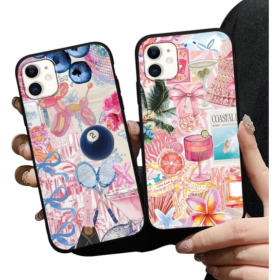 FRKSMD-2 Pack Preppy Pink Collage Phone Cases for iPhone 11 Case Trending Collage Phone Case Shockproof Soft Silicone TPU Bumper Cover Phone Case Funda for iPhone 11 6.1 Inch