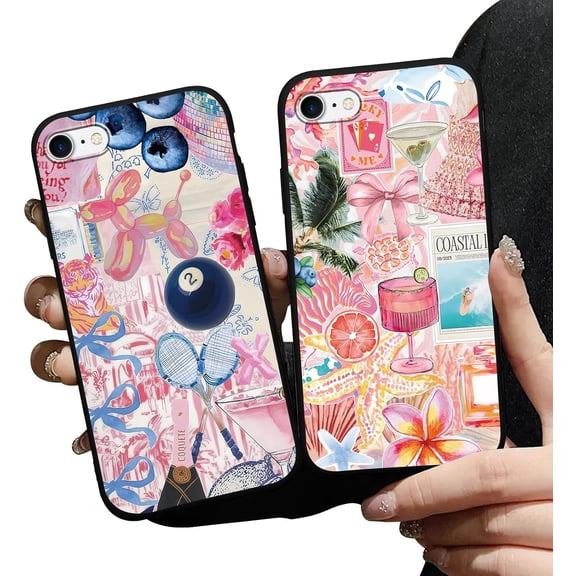 FRKSMD-2 Pack Preppy Pink Collage Phone Cases for iPhone 6 Case Trending Collage Phone Case Shockproof Soft Silicone TPU Bumper Cover Phone Case Funda for iPhone 6 4.7 Inch