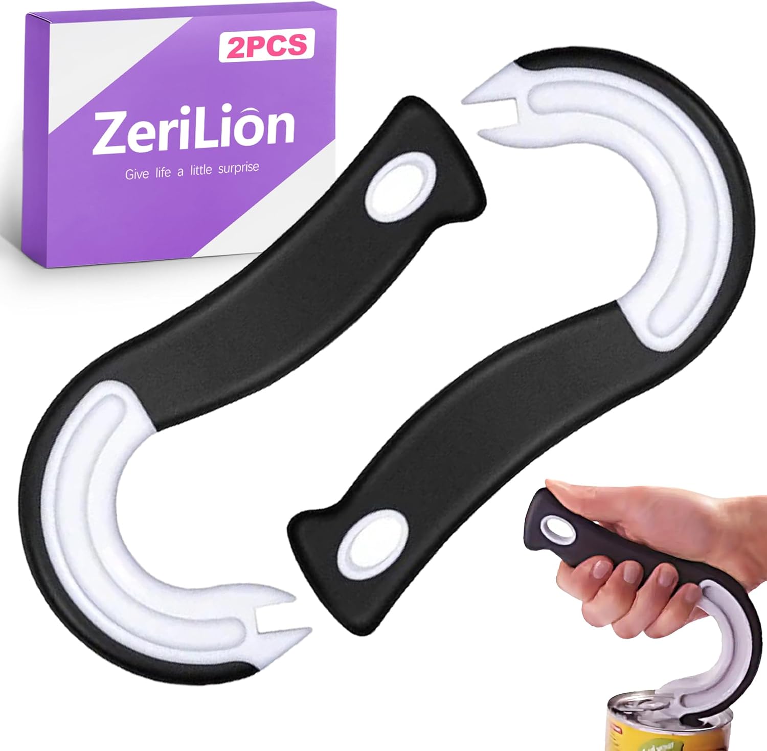 FRKSMD-2 Pack Ring Pull Can Opener for Seniors with Arthritis - Pop Can & Soda Opener Tool for Weak Hands - Easy Tab Openers for Cat Food, Protects Nails & Joints