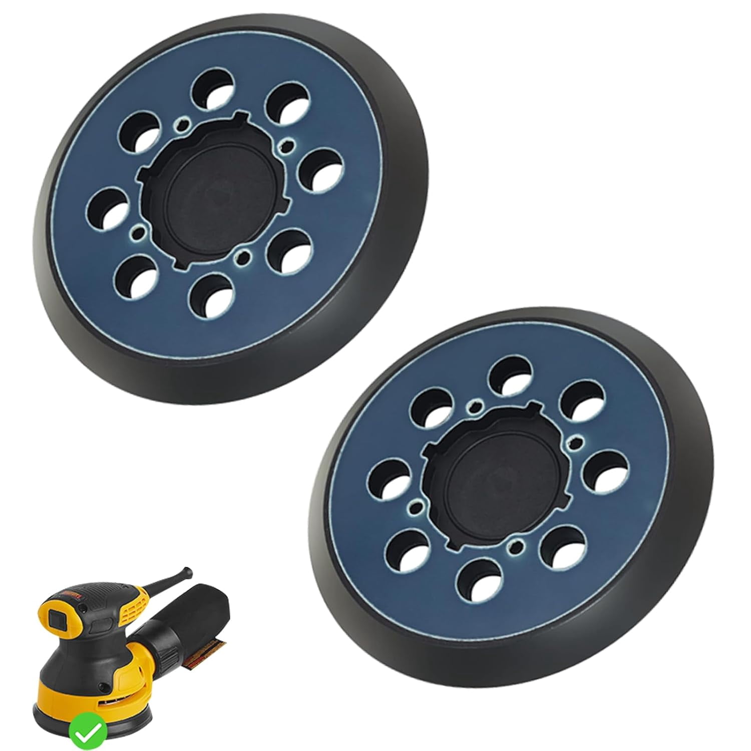 FRKSMD-2 Pack Sander Pad for Dewalt 5" 8 Hole Hook and Loop Orbital Sander Pad Replacement for DeWalt DWE6421 6421K DWE6423 6423K DCW210B Replace Part# DWE64233 & N329079 (4 Screw Holes)