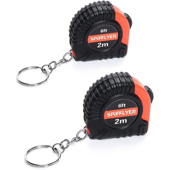 FRKSMD-2 Pack Small Tape Measure Keychain Mini Measuring Tape Retractable 6ft 2M, Metric and Inch