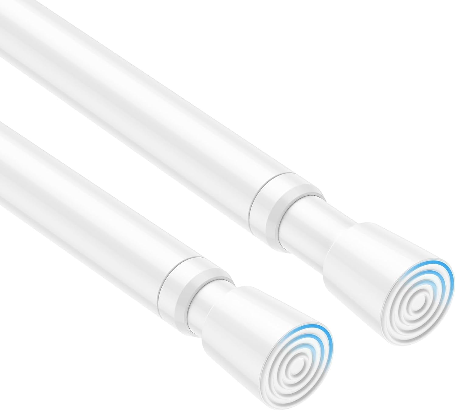 FRKSMD-2 Pack Spring Tension Curtain Rod 32 to 58 inch Adjustable Curtain Rods No Drilling Spring Loaded Curtain Rods for Windows Doors, White