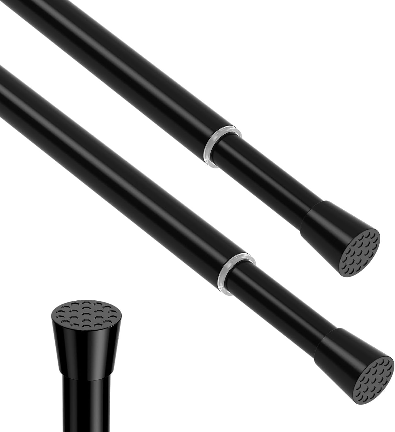 FRKSMD-2 Pack Spring Tension Rods 24-36 Inches,0.51 Diameter Black Spring Loaded Curtain Rods,Adjustable Small Short Tension Curtain Rod for Windows, Kitchen, Doorway, Bathroom, Cupboard Bars