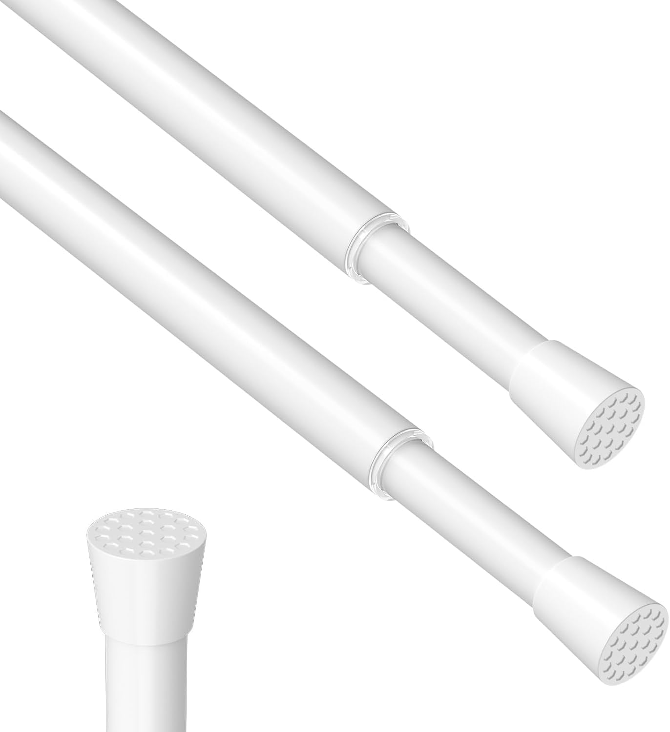 FRKSMD-2 Pack Spring Tension Rods 24-36 Inches,0.51 Diameter White Spring Loaded Curtain Rods, Adjustable Small Short Tension Curtain Rod for Windows, Kitchen, Doorway, Bathroom, Cupboard Bars