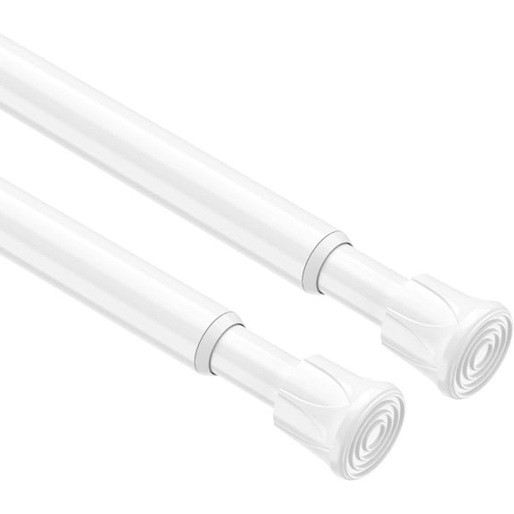 FRKSMD-2 Pack Spring Tension Rods 27-38 Inches,5/8" Diameter White Spring Load Adjustable Expandable,Small Short Tension Curtain Rod for Windows,Kitchen,Doorway,Bathroom,Cupboard Bars