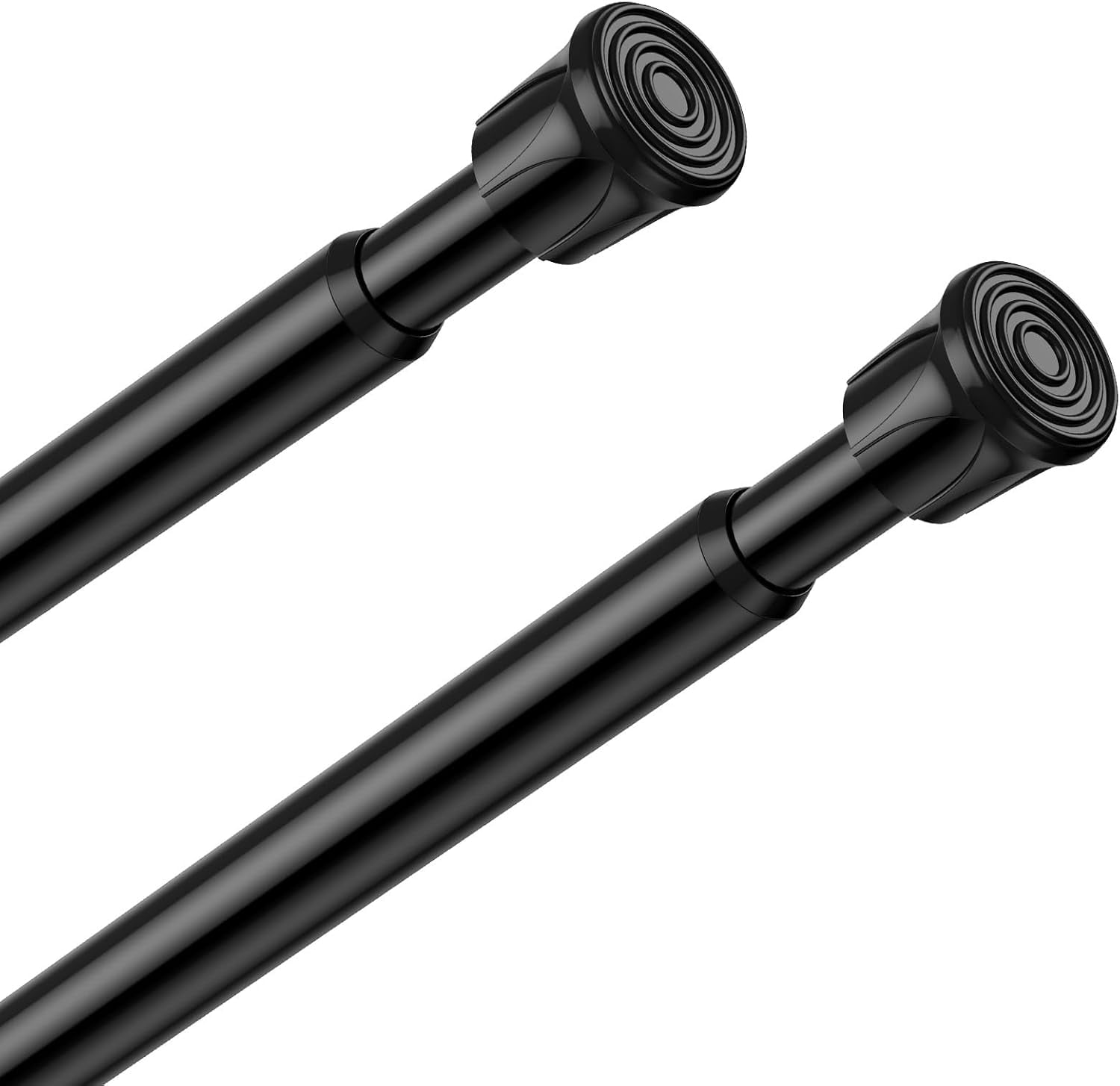 FRKSMD-2 Pack Spring Tension Rods 28-48 Inches,5/8" Diameter Black Spring Loaded Curtain Rods,Adjustable Small Short Tension Curtain Rod for Windows,Kitchen, Doorway,Bathroom,Cupboard Bars