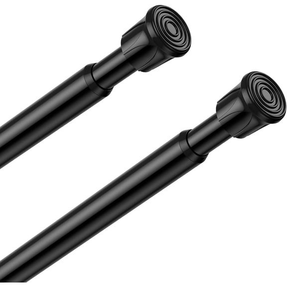 FRKSMD-2 Pack Spring Tension Rods 28-48 Inches,5/8" Diameter Black Spring Loaded Curtain Rods,Adjustable Small Short Tension Curtain Rod for Windows,Kitchen, Doorway,Bathroom,Cupboard Bars