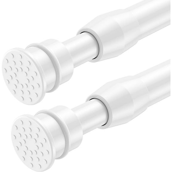 FRKSMD-2 Pack Tension Curtain Rods for Windows 27 to 38 inch, Adjustable Expandable Pressure Spring Curtain Rods No Drilling, White Tension Rods for Bedroom Closet Door
