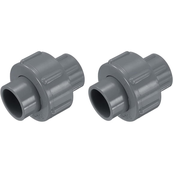FRKSMD-2 Pcs 1/2" Union PVC Coupling Pipe Fitting (Socket x Socket) PVC Slip Union Coupling Adapter Schedule 40, EPDM O-Ring, Grey