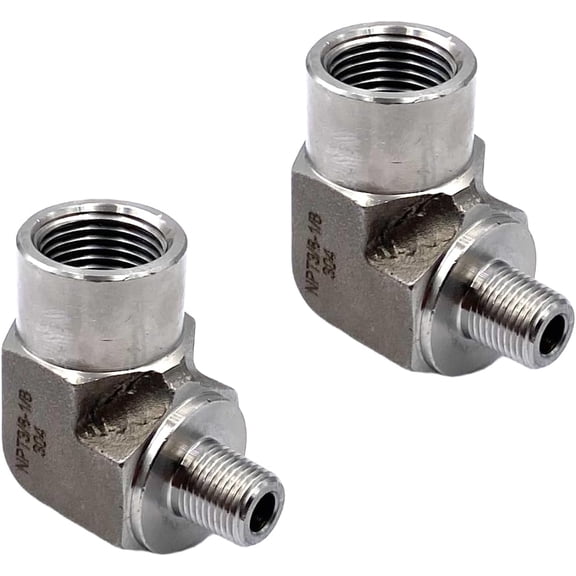 FRKSMD-2 Pcs 1/8" NPT Male to 3/8" NPT Female 90 Degree Elbow Stainless Steel Reducing Pipe Fittings for Water Treatment, Fuels,Gas, Mechanical Processing and Hydraulic Systems