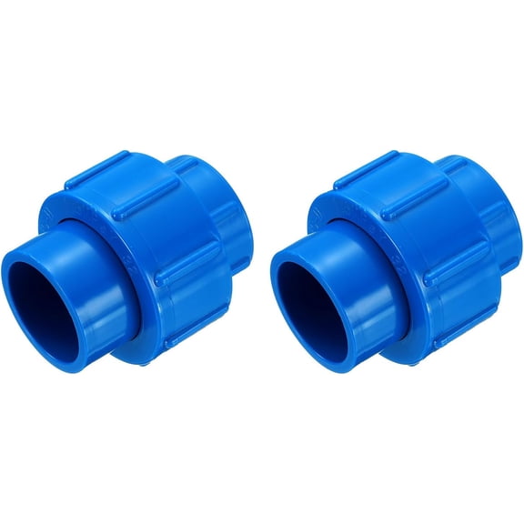 FRKSMD-2 Pcs 1" Union PVC Coupling Pipe Fitting (Socket x Socket) PVC Slip Union Coupling Adapter Schedule 40, EPDM O-Ring, Blue