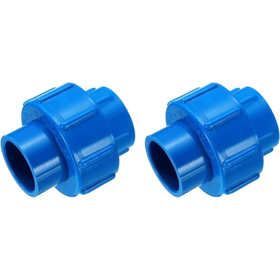 FRKSMD-2 Pcs 3/4" Union PVC Coupling Pipe Fitting (Socket x Socket) PVC Slip Union Coupling Adapter Schedule 40, EPDM O-Ring, Blue