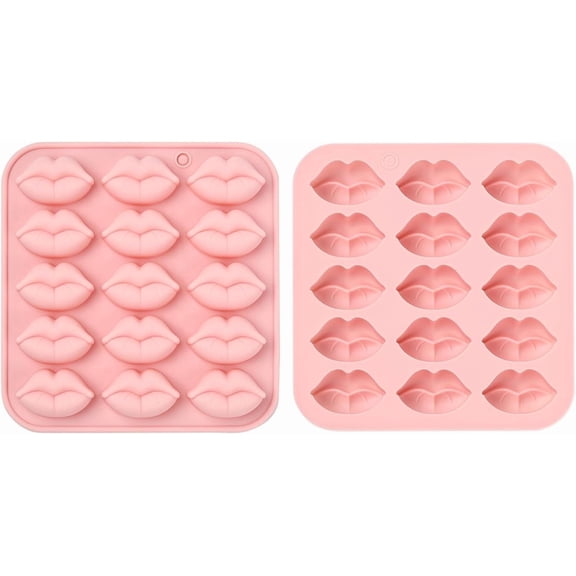 FRKSMD-2 Pcs Lip Silicone Moulds Reusable Silicone Lip Shape Chocolate Candy Mould Nonstick Fondant Cake Molds for Baking DIY Soap Pudding Treats Women Birthday Gifts