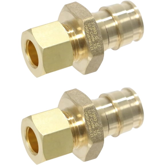 FRKSMD-2 Pieces 1/2" Pex A x 3/8" OD Compression Straight Adapter, Expansion F1960