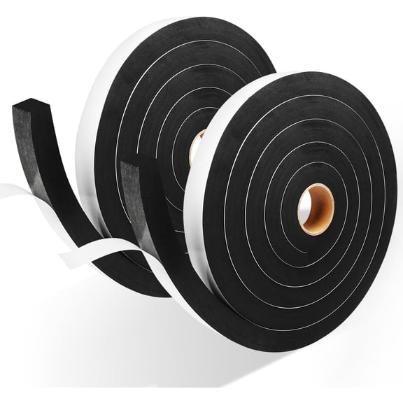 FRKSMD-2 Rolls Foam Tape Weather Stripping Door Seal, 1'' W x 3/4'' T High Density Seal Strip, Adhesive Closed Cell Weather Strip Total 13 Feet Long