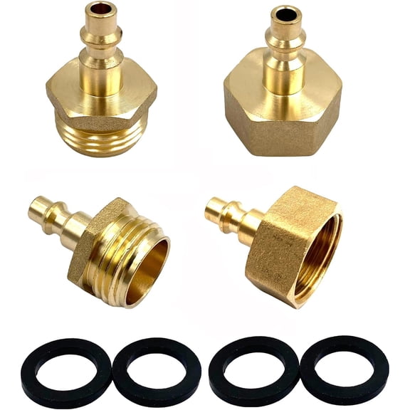 FRKSMD-2 Sets Brass Blow Out Plug Adapter Fittings Male Female Thread Compressor Adapter Fittings with Washers Winterize Sprinkler Systems