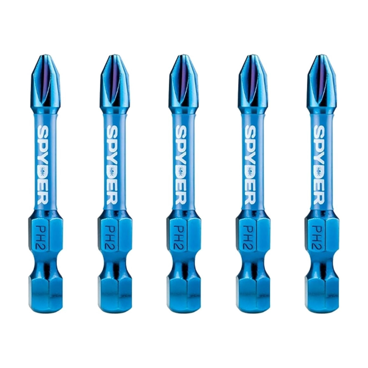 FRKSMD-2-inch PH2 Impact Driver Screwdriver Bit, Pack of 5 Bits, Mach-Blue Plating, IMPACTive Alloy Tool Steel Torsion Zones
