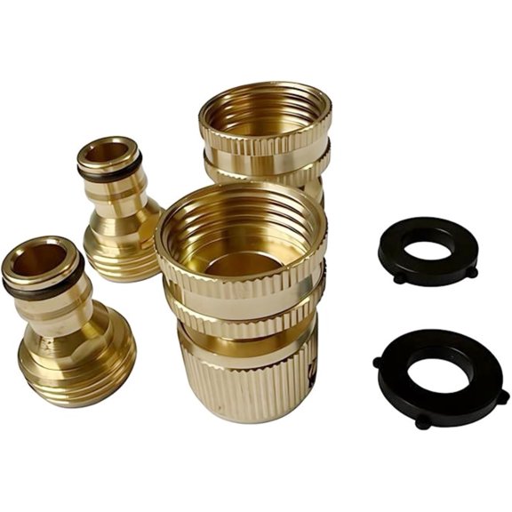 FRKSMD-2 sets of garden water pipe quick connection kits, 3/4" lightweight solid brass thread joints, leak-free design (male thread and female thread)