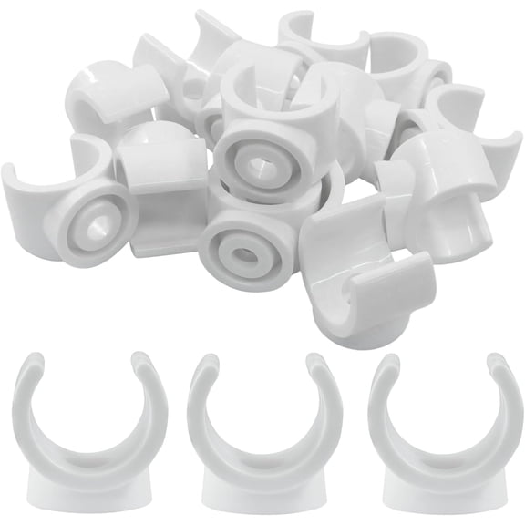 FRKSMD-20 Pack 3/4 Inch Pipe Clamp - Plastic PEX Clips & Pipe Hangers for Secure PEX Tubing, PVC Water tube Support, Cable Management (White, 20mm U-Shaped)