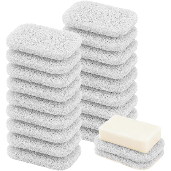 FRKSMD-20 White Soap Saver Pads, BPA-Free PVC Soap Holder Mat, Self-Draining & Quick-Dry Soap Bar Pad for Shower, Kitchen, Bathroom, and Travel