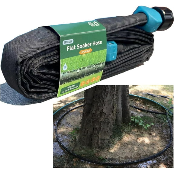 FRKSMD-2025 Flat Soaker Hose 10 ft for Garden, 10' Linkable Drip Hose Diy Garden Irrigation System Saving 80% Water, Dual-layer Leak-free Design Water Hose with Holes