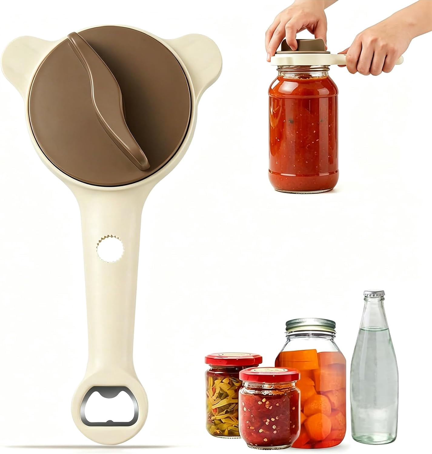 FRKSMD-2026 New 4-in-1 Jar Opener, Adjustable Stainless Steel Opener for Jars, Bottles & Cans - Multifunctional Lid Remover for Seniors, Arthritis Sufferers, Ideal Kitchen Gadget (1PC)