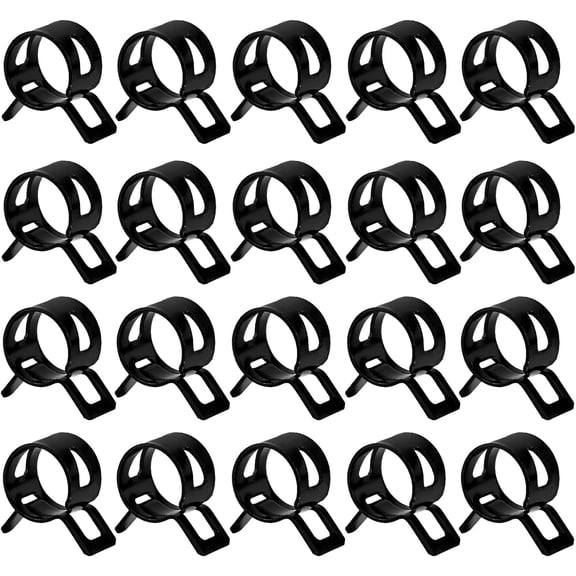 FRKSMD-20Pcs 0.51"(13mm) ID Spring Band Hose Clamps, Black Hose Clamp Fit for 17/32" OD Fuel Line, Silicone Vacuum Hose Pipe, Air Hose Tube and Water Pipe, Bushing Automotive Replacement Fastener