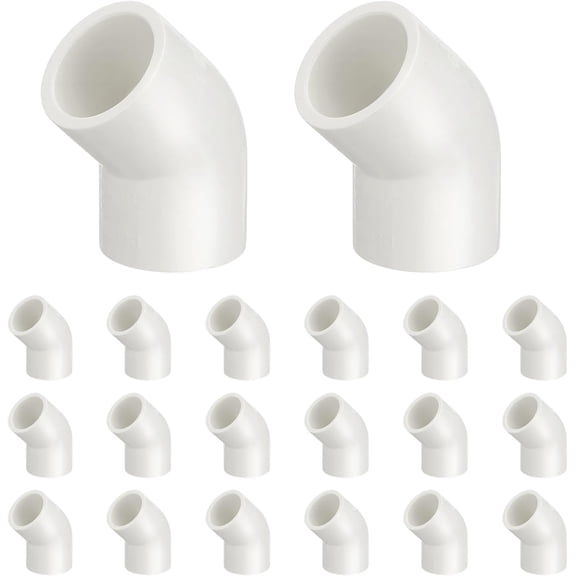 FRKSMD-20Pcs 1/2" 45 Elbow PVC Fitting, SCH40 2-Way Furniture Grade PVC Pipe Fitting, DIY Corner Elbow Connector for Building Furniture, Greenhouse Frame Connection, Socket x Socket