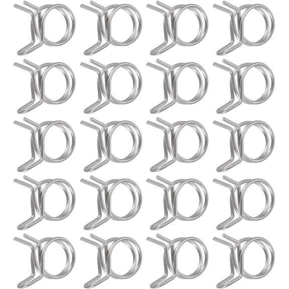 FRKSMD-20Pcs 15mm/0.59inch Inner Dia Double Wire Spring Hose Clamp, Stainless Steel Adjustable Spring Clips for Hose Fuel Line Silicone Tube Water Pipe Air Pipe
