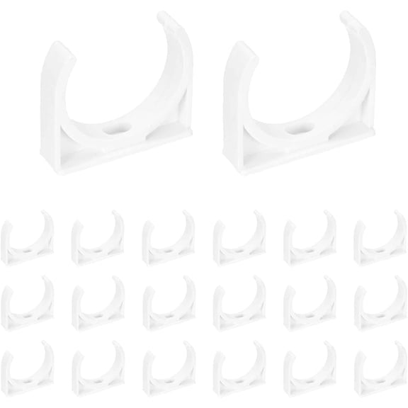 FRKSMD-20pcs U-Shaped PVC Water Pipe Clamps Clips 1.97" (50mm) U-Shaped Buckles U-Hook Pipe Support Hangers for TV Trays Tubing Hose Hanger Support Pex Tubing, White