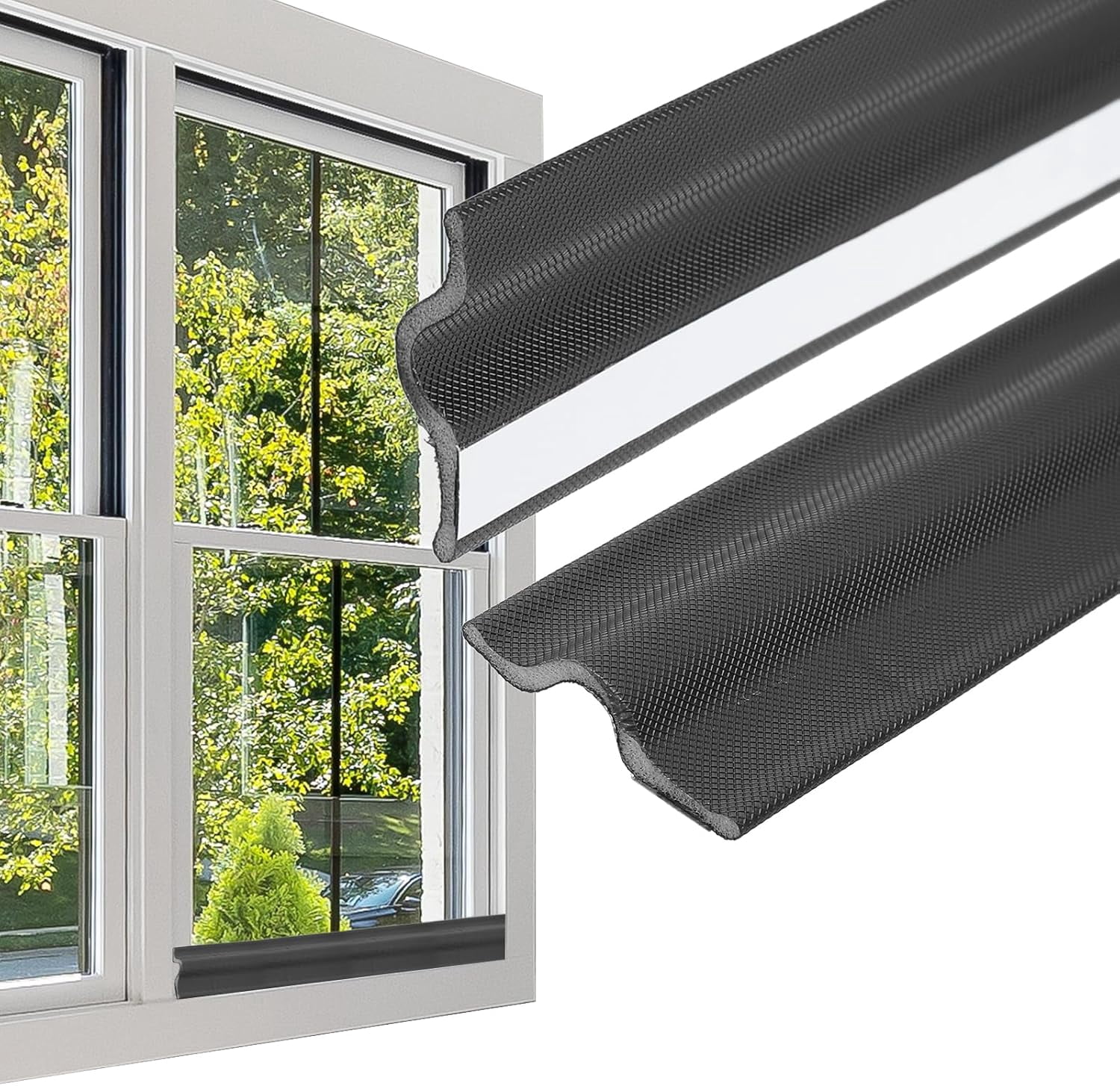 FRKSMD-26 Feet Window Weather Stripping Door Seal, Self Adhesive PU Foam Weather Strip V-Shaped Soundproof Door Insulation Strip for Sliding Doors and Windows, Black