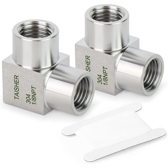 FRKSMD-2PCS 304 Stainless Steel Square 90 Degree Barstock Street Elbow, 1/8 Inch NPT Female Pipe to 1/8 Inch NPT Female 304 Stainless Pipe Fitting