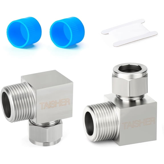FRKSMD-2PCS 304 Stainless Steel Square 90 Degree Compression Tube Pipe Fitting Connector, 1/4" Tube OD x 1/4" NPT Male Adapter