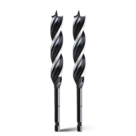 FRKSMD-2PCS 9/16" x 6" Auger Drill Bit for Wood, Hex Shank Tri Flute Ship Auger Long Drill Bit for Soft and Hard Wood,Tree Stump,Plastic,Drywall and Composite Materials