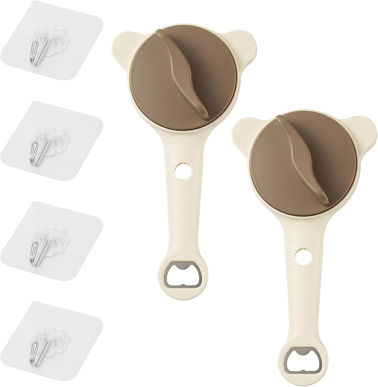 FRKSMD-2Pcs 4-in-1 Jar Opener with 4 Hooks - Adjustable Stainless Steel Lid Remover for Seniors & Arthritis Sufferers, Easy Grip Opener for Kitchen Jars, Bottles & Cans