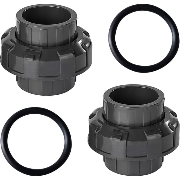 FRKSMD-2Pcs PVC Pipe Fitting, 1-1/2 in Slip Union Coupling Adapter, Union Fittings Set with Slip Socket Connection, For Swimming Pools & Plumbing