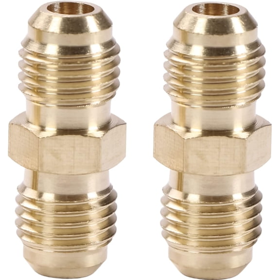 FRKSMD-2pcs 1/4 Inch Male Flare x 1/4 Inch Male Flare Connector Gas Adapter Union Brass Tube Coupler Pipe Flare Fitting