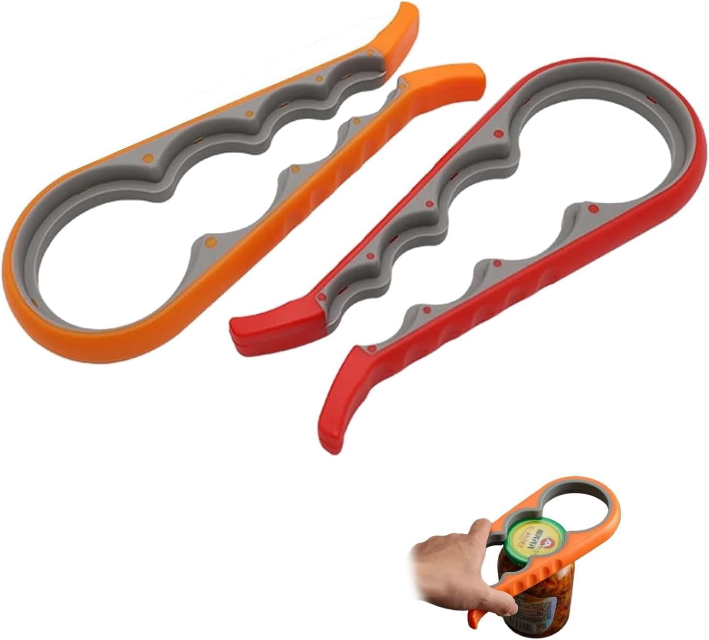 FRKSMD-2pcs 4-in-1 Multi-Function Can Opener – Non-Slip Ergonomic Grip Bottle Opener for Kitchen, Seniors, Arthritis Patients & Weak Hands