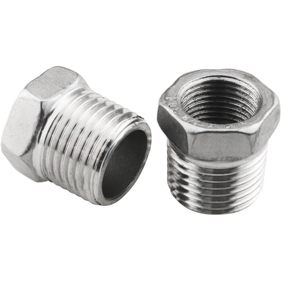 FRKSMD-2pcs Silver 1/2 G to 3/8 Compression Threaded Bushing Pipe Fittings, Stainless Steel Pressure Relief Faucet Connector Pipe Adapter, Kitchen Bathroom Pipe Supply Line Adapter