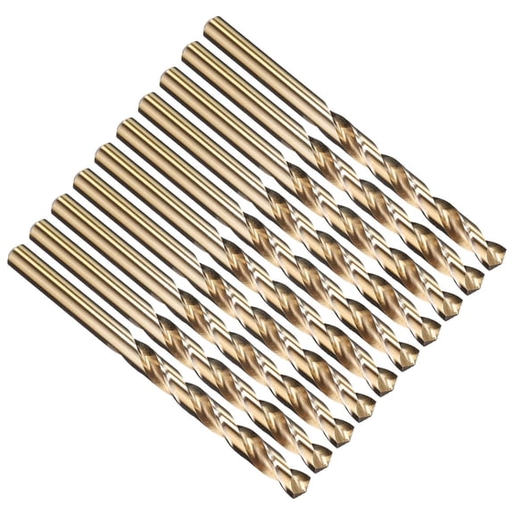 FRKSMD-3/16" Drill Bit, Jobber Straight Shank M2 High-Speed Steel 135 Gold Finish for Stainless Steel Hard Metal - 10 Pack