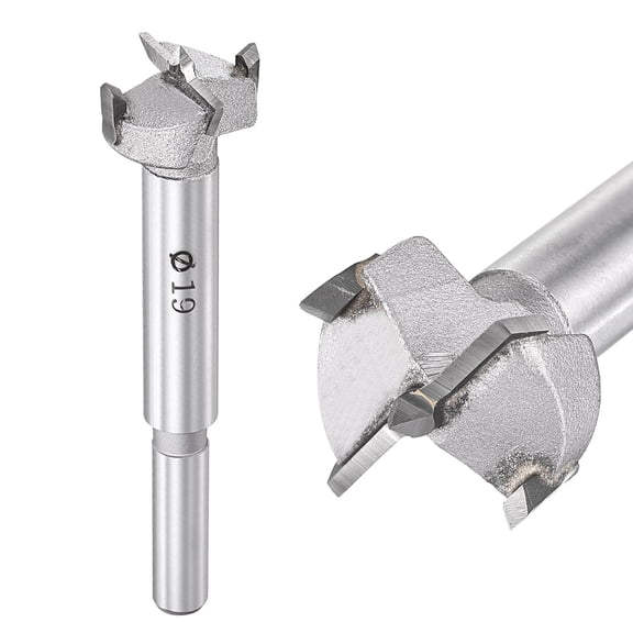 FRKSMD-3/4"(19mm) Forstner Drill Bit - 1Pack - Good for Wood Plastic Plywood - 2 Flutes Tungsten Carbide Woodworking Hole Saw Cutter with Round Shank - Silver