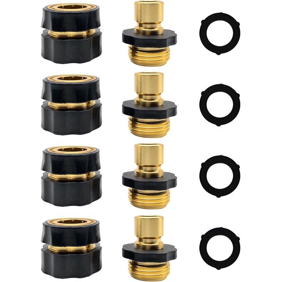 FRKSMD-3/4 Inch Garden Hose Quick Connector Fittings - Male and Female Set Easy Connect for Water Hose4 Set
