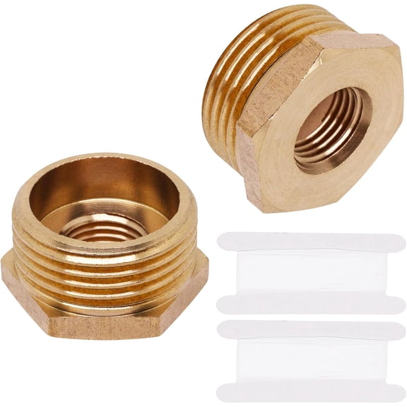 FRKSMD-3/4" Male x 1/4" Female NPT Bushing Reducer, Solid Brass Bushing Hex Reducing Adapter Threaded Pipe Fitting for Plumbing, Fuel Lines, Pneumatic Systems (2pcs)