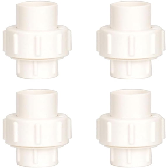 FRKSMD-3/4" PVC Union Coupling Pipe Fitting (Socket x Socket) 3/4 Inch PVC Adapter Schedule 40 EPDM O-Ring 4 Pack