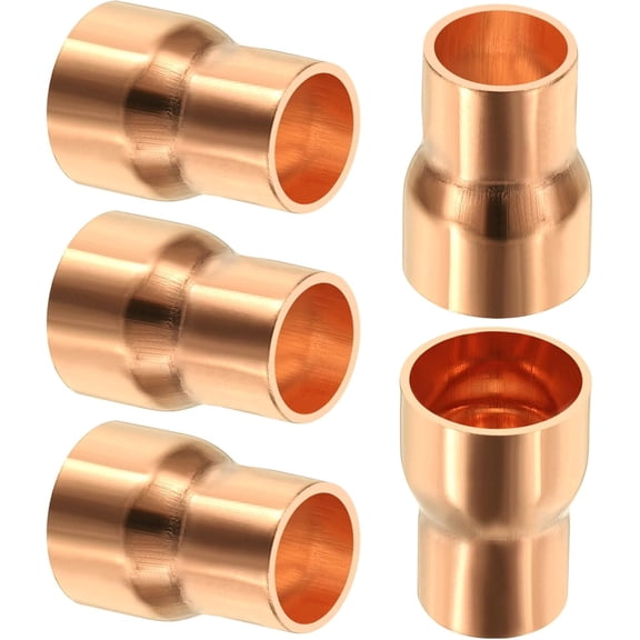 FRKSMD-3/8" to 1/4" Nominal Size Copper Reducer, 5pcs 99.9% Pure Copper Reducing Coupling Pressure Fitting Pipe Tube Connector Adapter with Sweat Solder