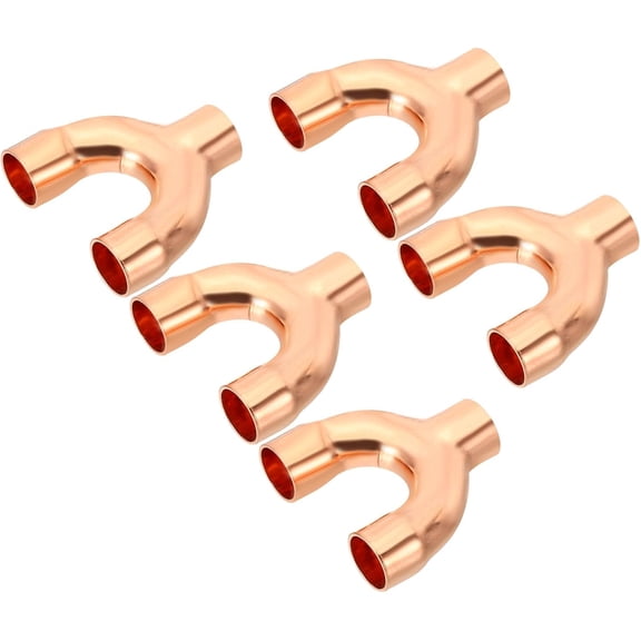 FRKSMD-3/8 Inch ID Copper Fitting, 5 Pcs 3 Way Y Type 99.9% Pure Copper Pipe Fitting Welding Connection for HVAC Air Conditioning Plumbing Refrigeration Pipe