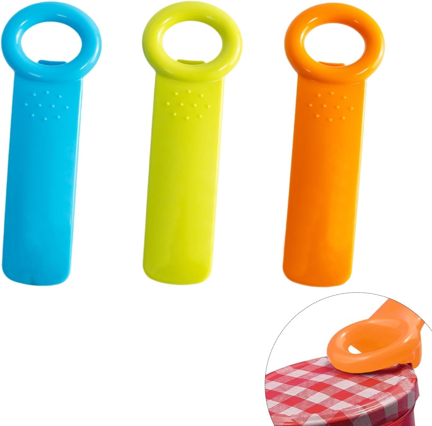 FRKSMD-3-Pack Easy Grip Can Openers - Jar Key Lid Openers - 5.5" Colored Plastic Can Openers for Weak Hands, Seniors