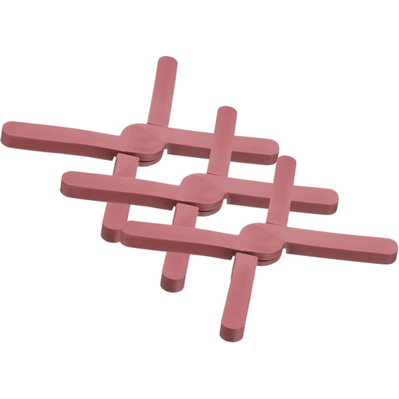 FRKSMD-3 Pcs Foldable Silicone Trivet, Trivet Mats for Hot Pots and Pans, Expandable Anti-Slip Heat-Resistant Pad Pot Holder for Dishes Cups Kitchen Countertop Tabletop, Pink