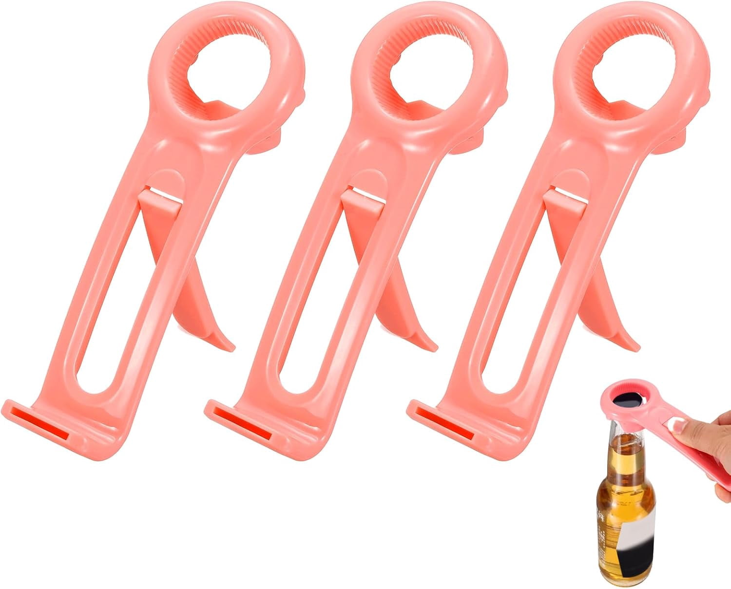 FRKSMD-3 Pcs Jar Key Lid Opener, Jar Lid Opener with Phone Stand Easy Grip Design Multifunctional Can Open Tool for Elderly Seniors Women Weak Hands Kitchen Use, Pink