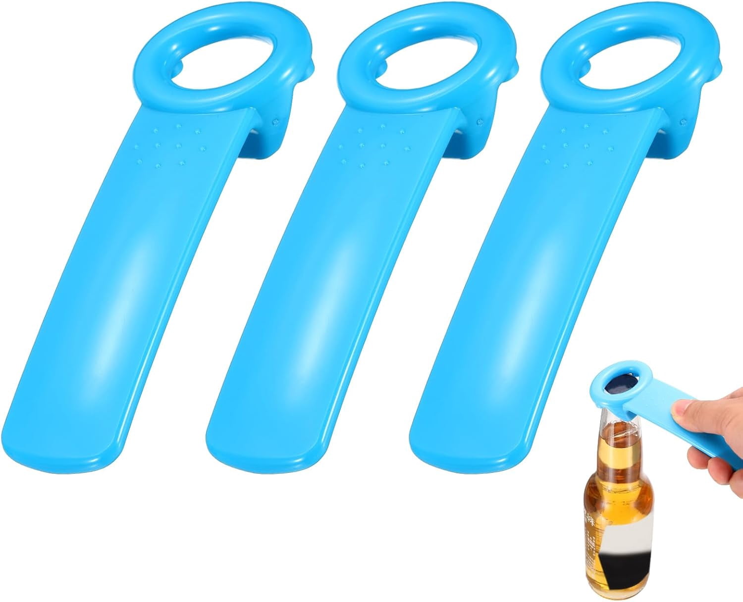FRKSMD-3 Pcs Jar Key Lid Opener, Plastic Jar Lid Opener Easy Grip Multifunctional Durable Can Open Tool for Elderly Seniors Women Weak Hands Easy-use by Anyone, Sky Blue